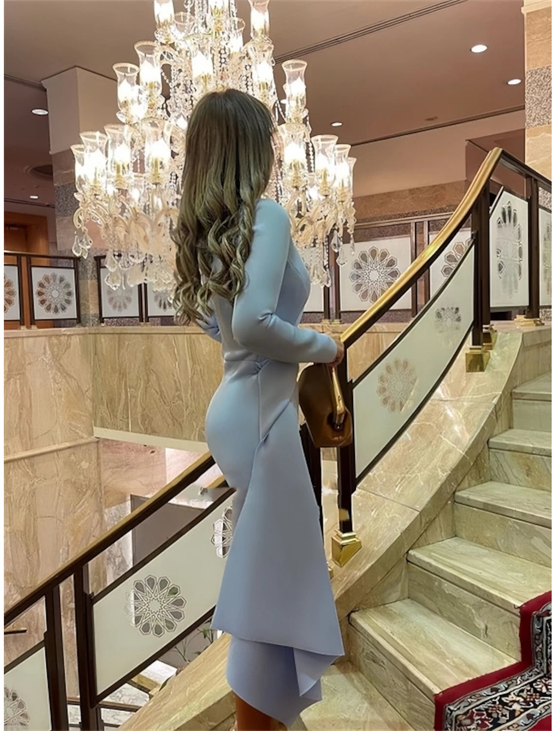 Sheath Cocktail Dresses Formal Fall Knee Length Long Sleeve Jewel Neck Stretch Fabric with Pleats Ruched