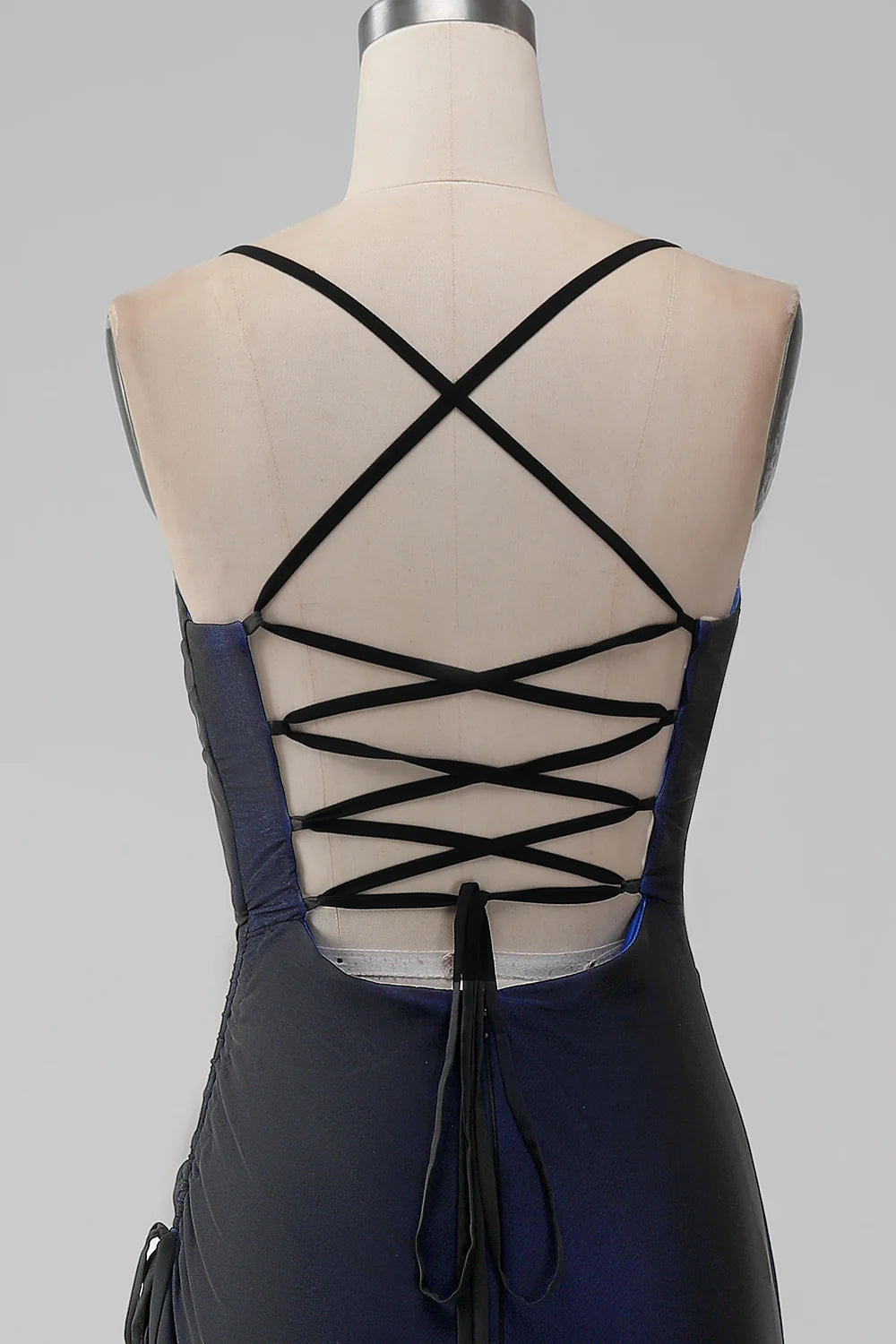 Mermaid Satin Spaghetti Straps Long Bridesmaid Dress with Slit Charming Evening Party Dress