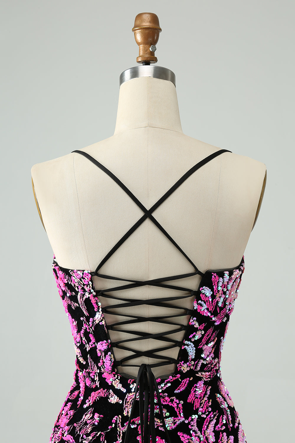 Charming Fuchsia Black Bodycon Sparkly Sequin Homecoming Dress Sexy Short Prom Dress