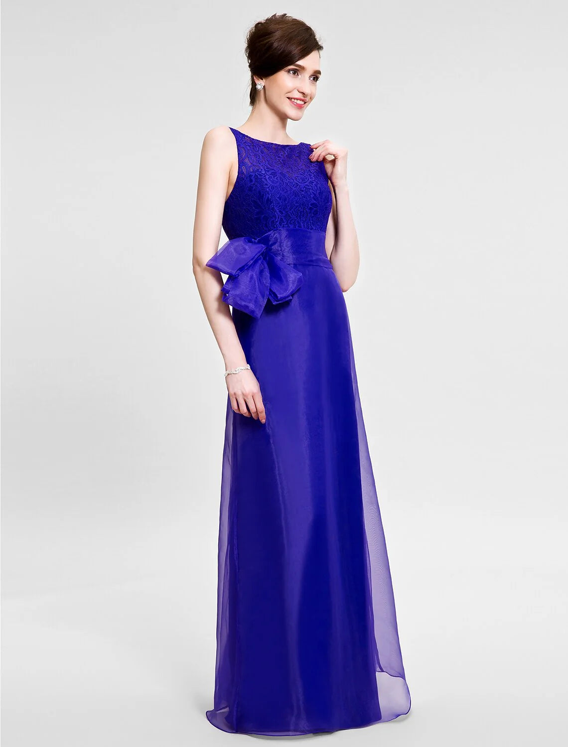 Mermaid / Trumpet Mother of the Bride Dress Beautiful Back Bateau Neck Floor Length Sleeveless No with Lace