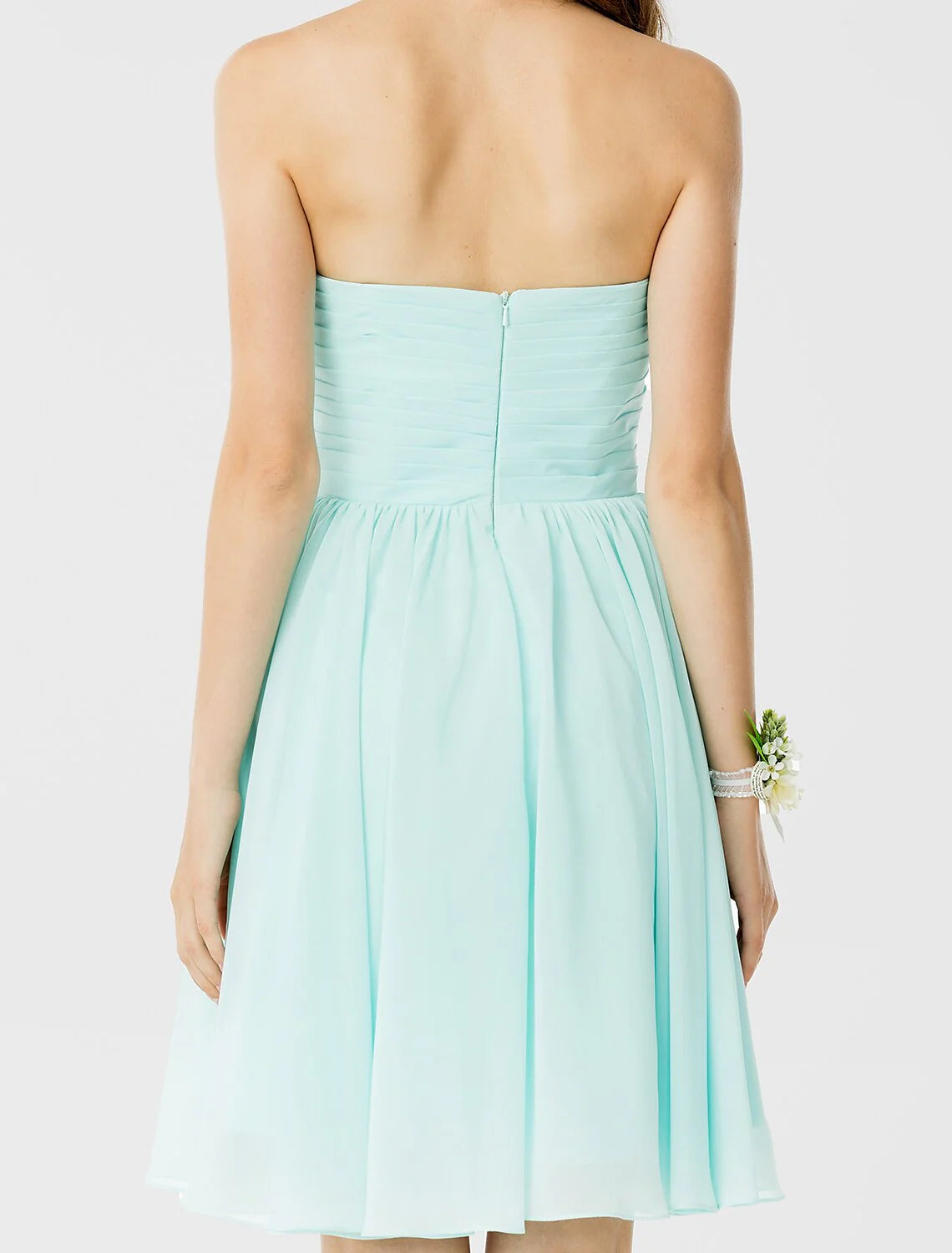 Princess / A-Line Bridesmaid Dress Notched Sleeveless Open Back Knee Length Chiffon with Ruched / Draping